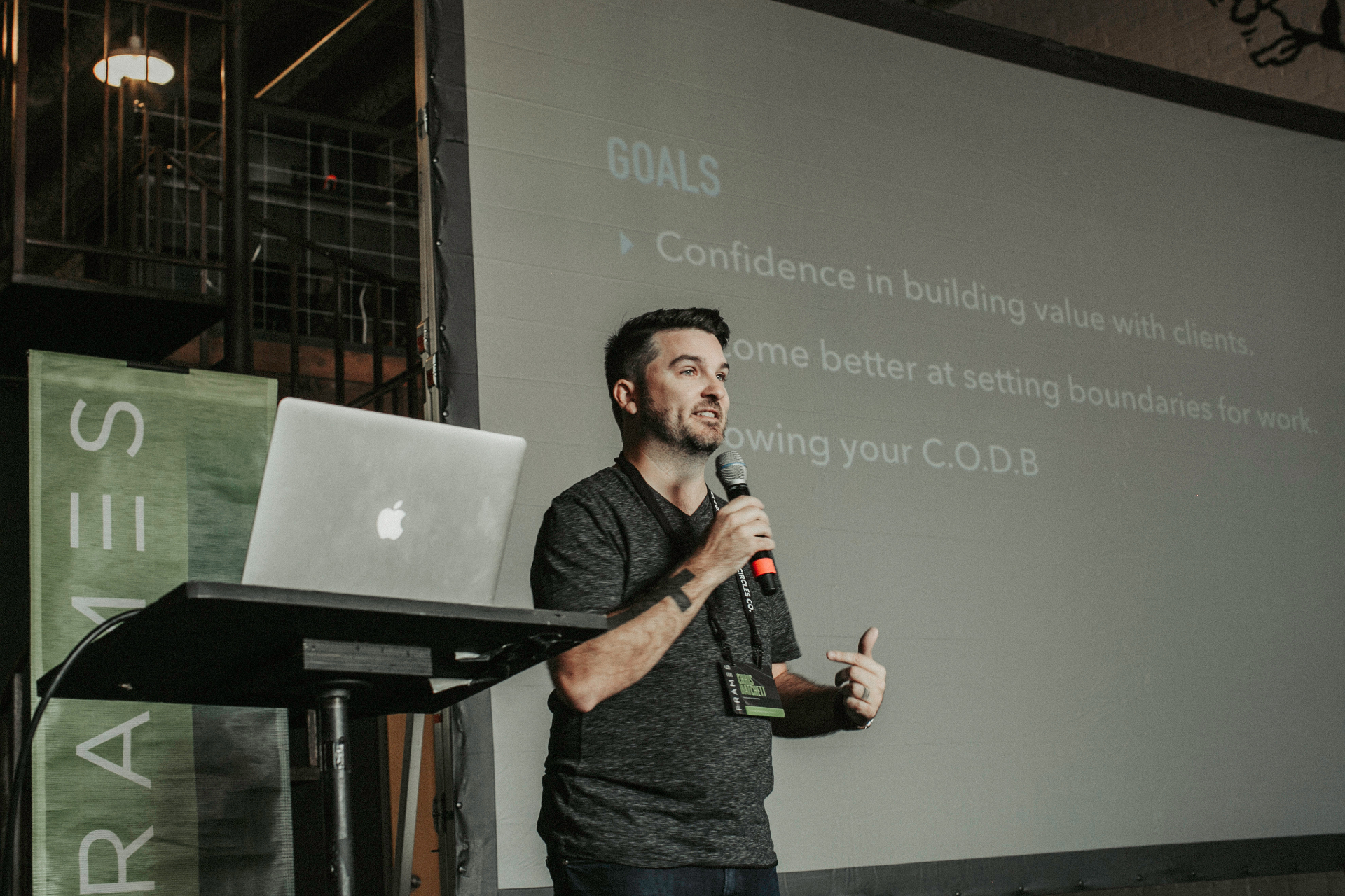 Chris Hatchett speaking on stage