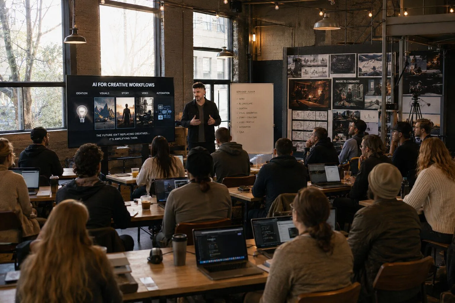 Chris Hatchett leading an AI for Creative Workflows workshop.